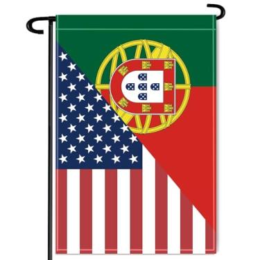 Imagem de Bandeira de jardim da amizade de Portugal EUA, decoração portuguesa de 45 × 30 cm, banner de poliéster 210D impresso digital de dupla face resistente para desfile interno ao ar livre (mastro não