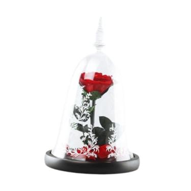 Imagem de Bothyi Presente de flor de rosa Presente romântico Presente de dia dos namorados Ornamento decorativo de mesa Rosa eterna para esposa Namorada Aniversário, Vermelho