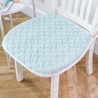 Imagem de ULYTMMJG Almofada de assento adornada confortável de cor sólida, durável, espessa, antiderrapante, almofada de cadeira respirável para quatro estações, para cadeira de escritório, cadeiras de jantar