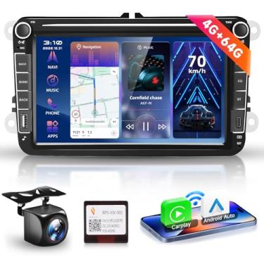 Imagem de Rádio estéreo 4G + 64G de 8 polegadas com carro sem fio CarPlay Android Auto, tela sensível ao toque IPS Android 13 GPS WiFi USB/tipo C Bluetooth DSP áudio para VW Passat Jetta Tiguan Golf MK5 MK6 T5