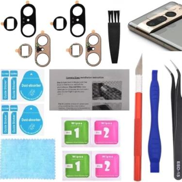 Imagem de 2 x Substituição de vidro da lente traseira traseira PHONSUN para Google Pixel 7 Pro preto com película protetora de lente de câmera adesivo pré-instalado e instruções de instalação