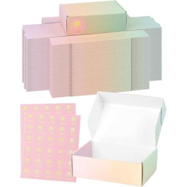 Imagem de TryDrem Caixas de transporte pequenas de 7x5x2 polegadas, 50 pacotes, caixas de papelão ondulado coloridas para embalagem de presentes de pequenas empresas