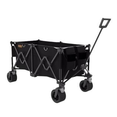 Imagem de carroça Carrinho de vagão espaçoso com rodas, vagão de salão dobrável, carrinho de praia com bolsa de rede, vagão utilitário para compras de acampamento dobrável