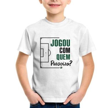 Imagem de Camiseta Infantil Jogou com quem parceiro - Foca na Moda, Branco, 4