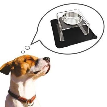 Imagem de Comedouro P/ Gato Elevado Individual Pet Acrílico Pote Inox - loja din