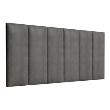Imagem de Cabeceira Lisa Modulada Suspensa Embutida Parede Estofada Macia Suede Cama Box Queen Quarto 1.60 - Cinza