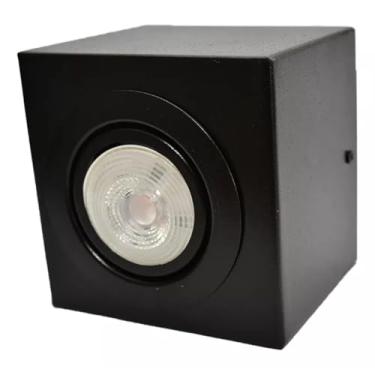 Imagem de Plafon Sobrepor Preto Com 1 Dicróica C/lâmpada 3000k