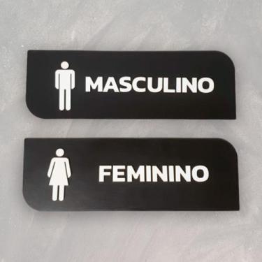 Imagem de Kit 2 Placas De Sinalização Banheiro Masculino E Feminino - Thing