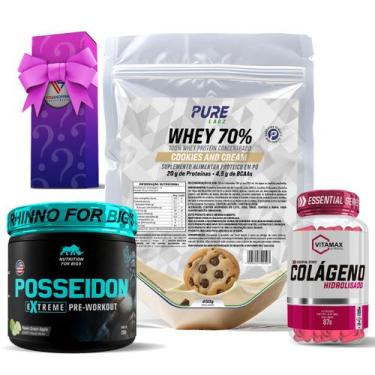 Imagem de Kit Whey Protein Cookies + Colágeno 120 Cápsulas Vitamax + Pré Treino 