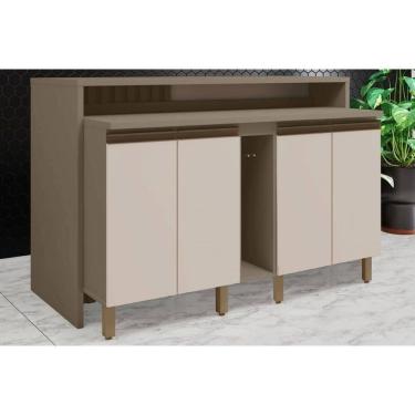 Imagem de Bancada Ilha Cozinha Gourmet Connect C/ 4 Portas 145cm Duna/cristal - Henn