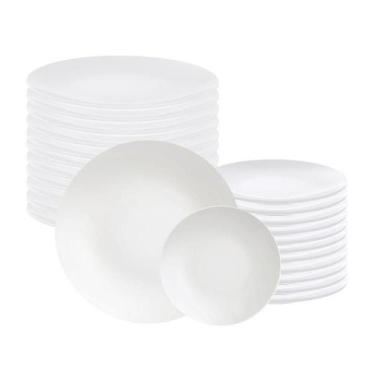 Imagem de Jogo de Pratos Rasos e Sobremesa 24 Peças Leonora em Porcelana Branco 