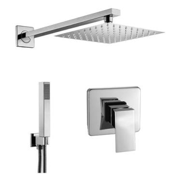 Imagem de Chuveiro Parede Ducha Metal Cromado Misturador Monocomando - Fine Meta