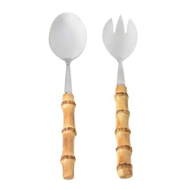 Imagem de Kit 2 Peças com Colher e Garfo para Salada Bamboo Natural Kenya