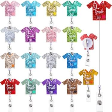 Imagem de Quelay 18 peças de porta-crachá retrátil de enfermeira com clipe jacaré, crachá de enfermagem, clipe para crachá de identificação médica, para estudantes, médicos, enfermeiros, suprimentos de presente