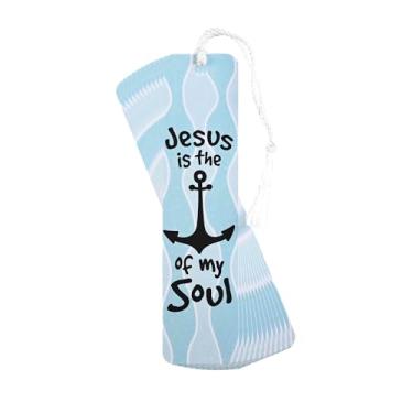 Imagem de Dicksons Jesus is the Anchor of My Soul 15 cm azul cartolina marcador de livro marcador de livro conjunto com 12