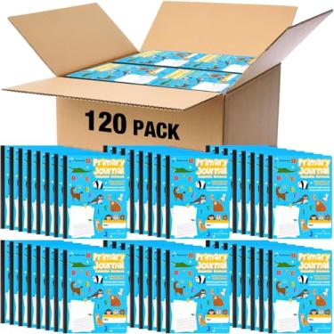 Imagem de Watersay Caderno de composição primária K-2 com espaço de imagem, diário primário, K-2, com estampa animal, 50 folhas (100 páginas), caderno de desenho e escrita para pré-escola, 1ª 2ª série (cor