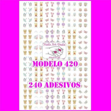 Imagem de 240 adesivos de unha 3D ursinho pooh PRÉ PRONTO - 420 - Nails Art Duda