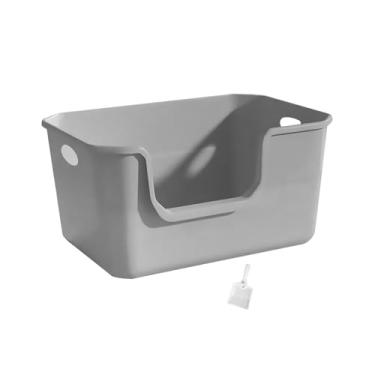 Imagem de Baoblaze Caixa de areia para animais de estimação aberta, vaso sanitário para gatos, comadre para gatos, vaso sanitário para gatinhos, bandeja de areia para, cinza