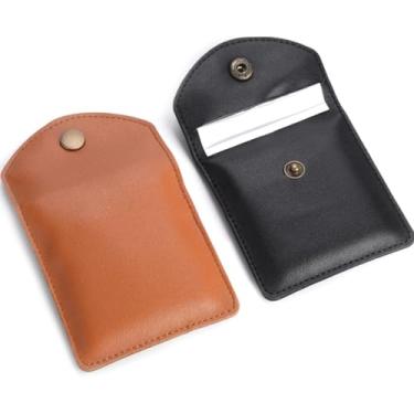 Imagem de 2 peças de couro PU portátil bolso cinzeiro compacto para uso ao ar livre cinzeiro portátil para viagem ao ar livre ou em viagens, 2 cores