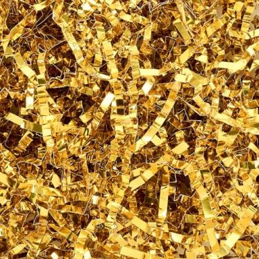 Imagem de Mauproy 141.7 g Papel cortado enrugado papel triturado dourado para caixas de presente cestas enchimento de sacos, almofada de grama kraft, decoração de enchimento para aniversário, casamento,