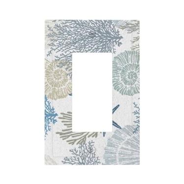Imagem de Nautical Ocean Starfish 1 Gang Single Decorator/Rocker Wall Plate Coastal Beach Seashell Coral Light Switches GFCI Dispositivo Elétrico Face Switchplate Plug Cover para Dimmers, Receptáculo, Tomada