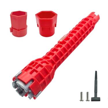 Imagem de Chave de pia multifuncional 8 em 1 – ferramenta de encanamento para cozinha, banheiro, tubulação, ralo e instalação de banheira/reparos em espaços apertados com removedor de porca resistente