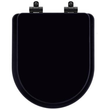 Imagem de Tampa De Vaso Poliéster Com Fechamento Lento Duna Preto Para Louça Deca Com Ferragem Preta