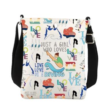 Imagem de Bolsa transversal de mergulho Springboard Diving Gifts Springboard Diver Gifts Just A Girl Who Loves Diving Coach Gifts Messenger Bag, Branco
