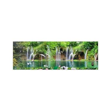 Imagem de BMZFYBS Imagem de arte de parede chinoiserie - pintura de paisagem chinesa em tela - árvore pássaros do lago - pôster moderno e impressões para decoração de sala de estar 50 x 150 cm 20 x 59 pol. sem