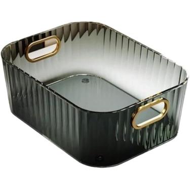 Imagem de Organizador Cesto Acrílico Plástico Clear Armário Multiuso Cozinha Dispensa Banheiro 27x20x10(Transparente) (KIT 2 Acrílicos Fumê)