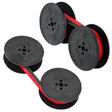 Imagem de 2 pares de fita de máquina de escrever universal, carretel duplo, fita de máquina de escrever, pacote de substituição para a maioria das máquinas de escrever - preto e vermelho