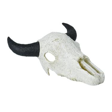 Imagem de WeiLaiKeQi Decoração de tanques de peixe, decoração de tanque de répteis Acessórios decorativos de cabeça de animais de répte, Chifre de Boi Preto