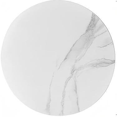 Imagem de Tábua de corte de vidro redonda de 29 cm x 2 peças para protetor de bancada de cozinha, tábua de corte de vidro temperado, pode ser lavada na lava-louças, pequena bandeja de bancada de mármore branco