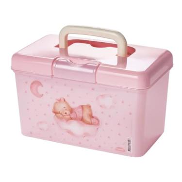 Imagem de Maleta Organizadora Caixa Alça e Trava Multiuso Remédios Ursinho Rosa 1,7L - Plasútil Baby