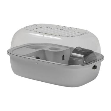 Imagem de ＡＷＨＡＯ Habitat Habert Habitat Openable Top Hamster Carrier Portable House para Hedgehog Guinea Pigs Sugar Glider Bunny Small Animal, Cinza