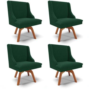 Imagem de Cadeira Sala De Jantar Giratória Mm35 Kit 4 Liz Bouclê Verde D03 - D`rossi