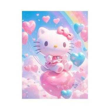 Imagem de Olá Kitty Arco-Íris Balões Nuvens Conjunto De Pintura Diamante MINISO 