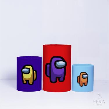 Imagem de Trio de Capa Cilindro para Festa Infantil Veste Fácil C/elástico Among Us