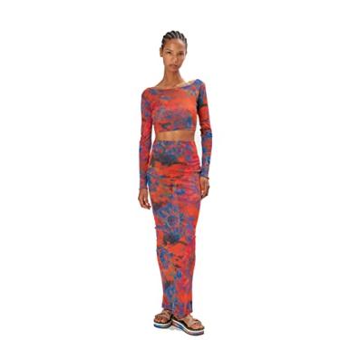 Imagem de Ronny Kobo Saia Madrid feminina, Tie Dye laranja, GG