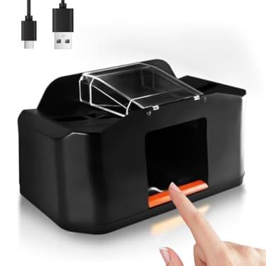 Imagem de 1-2 baralhadores automáticos silenciosos e recarregáveis, embaralhador elétrico de 2000 mAh para UNO, Fase 10, Skip-Bo, Texas Hold'em, Poker, Blackjack