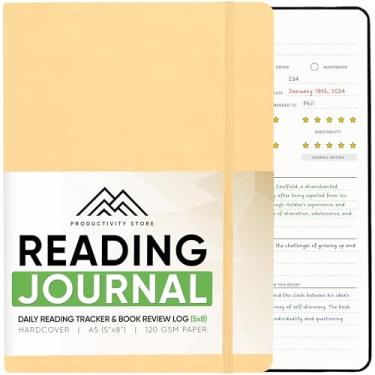 Imagem de PRODUCTIVITY STORE Diário de leitura, diário de livros e rastreador de livros - Melhores presentes para amantes de livros para leitores e presentes para amantes de livros - 65 avaliações de livros - A5, 14,7 cm x 8,3 (creme)