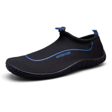 Imagem de WateLves Water Shoes – Meias femininas masculinas multiuso para natação e ioga com fivela ajustável e sola grossa para uso interno e externo, Preto, azul, 6 Women/4.5 Men