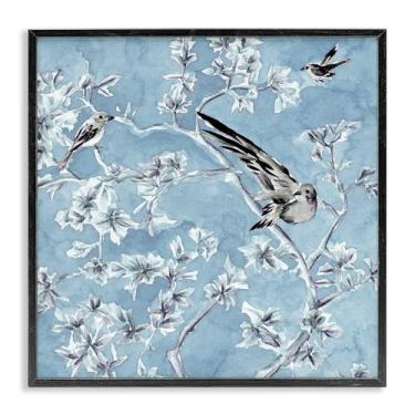 Imagem de Stupell Industries Design artístico giclée emoldurado preto com ramos de pássaro serenidade cunhada por Melissa Wang, 61 x 61 cm