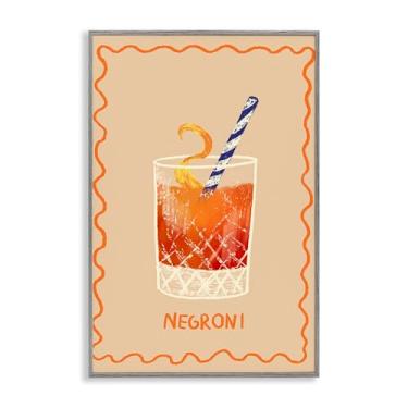 Imagem de Stupell Industries Negroni com canudo listrado cinza emoldurado Giclee Art Design por Florentina Dolci, 20 x 30