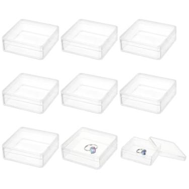 Imagem de BENECREAT 20 peças de caixa de acrílico transparente com tampas, 6 x 6 x 2 cm pequena caixa quadrada de armazenamento de acrílico recipientes de cubo quadrado de plástico para presente pílula de doces
