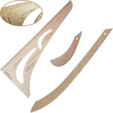 Imagem de 3 Réguas Modelista Modelagem Moldes Roupas Confecção Nº2 Mdf - LAPIDAR