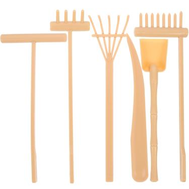 Imagem de jojofuny 6 Peças De Mini Ferramentas Jardim Zen, Ancinho Para Bandeja Areia, Conjuntos Kits Pedras Faça Você Mesmo, Suporte Ancinhos Bambu Homens E Mulheres, Escova, Colher, Estatuetas