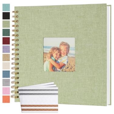 Imagem de Bonyomor Álbum De Fotos Scrapbook 10X10" Com 40 Páginas, Capa Dura, Papel Kraft, Linho, Memórias, Faça Você Mesmo, Álbuns Para Casamento, Bebê, Namorado, Viagem, Aniversário, Família, Grama Verde