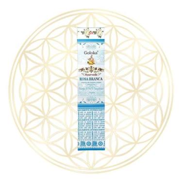 Imagem de Incenso Goloka Indiano Vareta Linha Ayurvedic - AROMAS, Rosa Branca