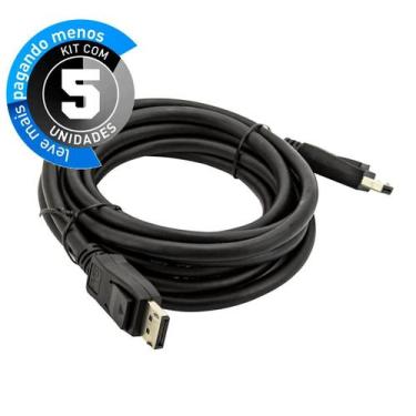 Imagem de Cabo Displayport 8K - 2 Metros 120Hz - Kit Com 5 - Cirilo Cabos
